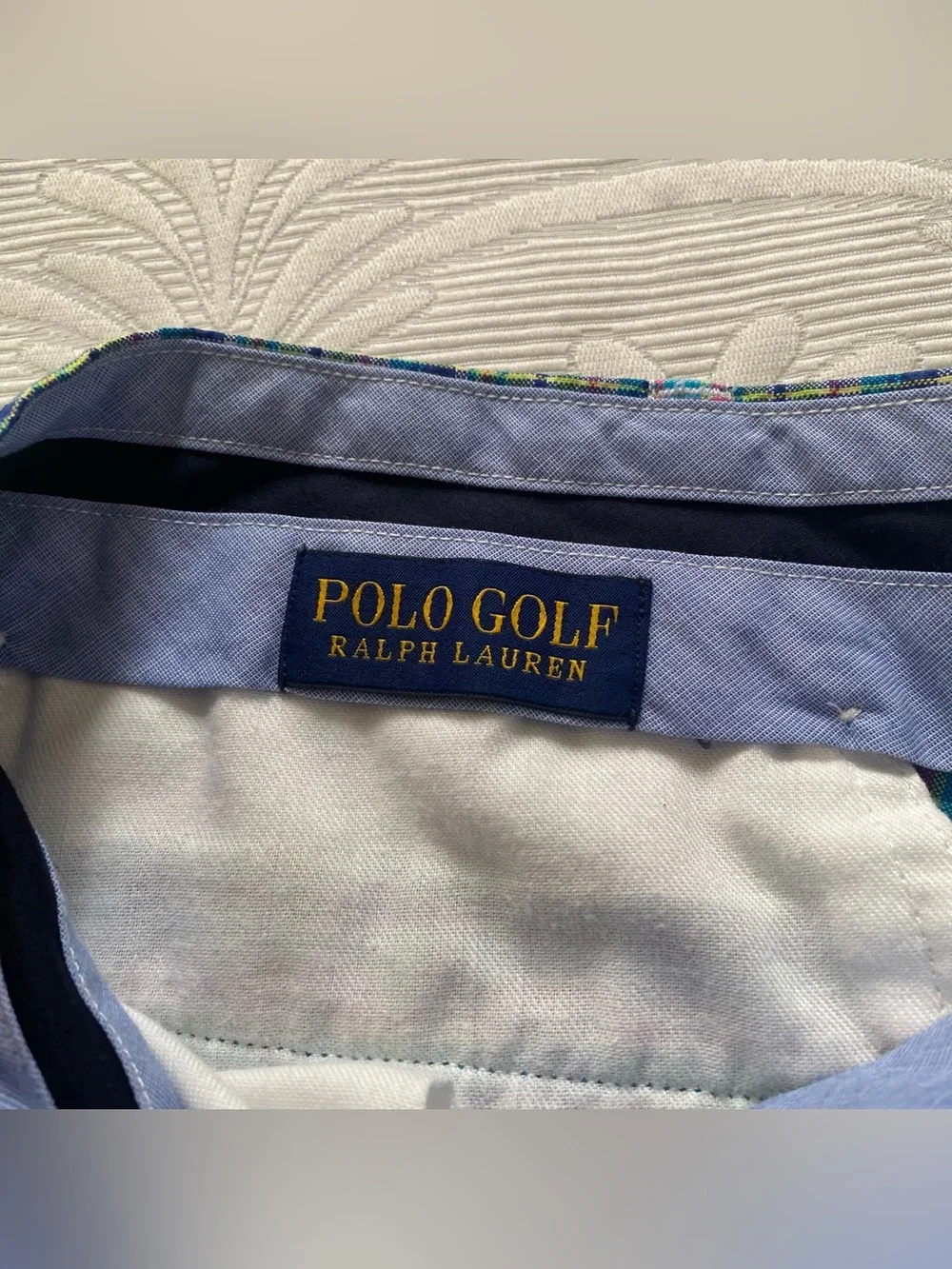Polo Golf Ralph Lauren Mens Size 36 Blue Green Pink Madras Plaid Shorts